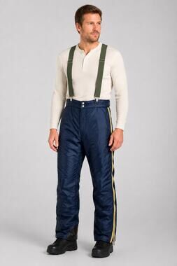 Vintage Alpine Guide Insulated Ski Bib Pants Mens Large Navy Side Zip Suspenders